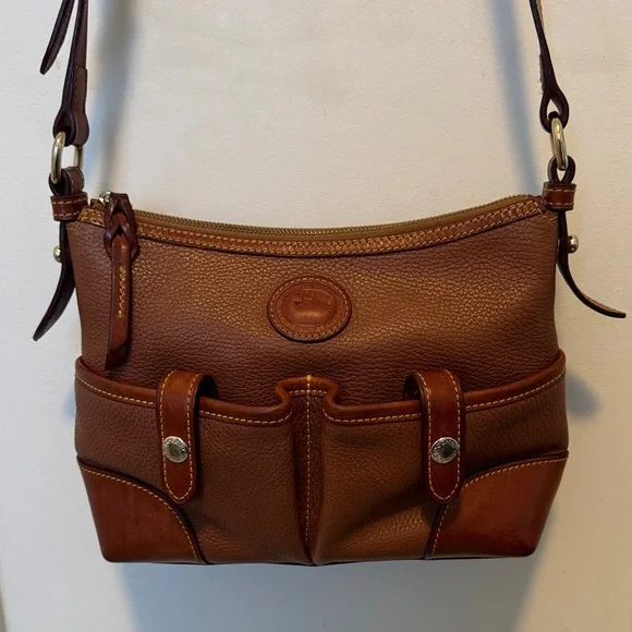 Vintage Dooney & Bourke Pebble Leather Satchel Shoulder Bag with Pockets - Picture 1 of 16